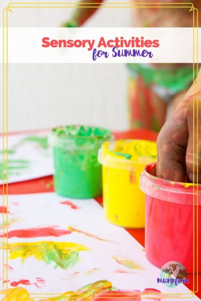 finger painting with text overlay "sensory activities for summer"