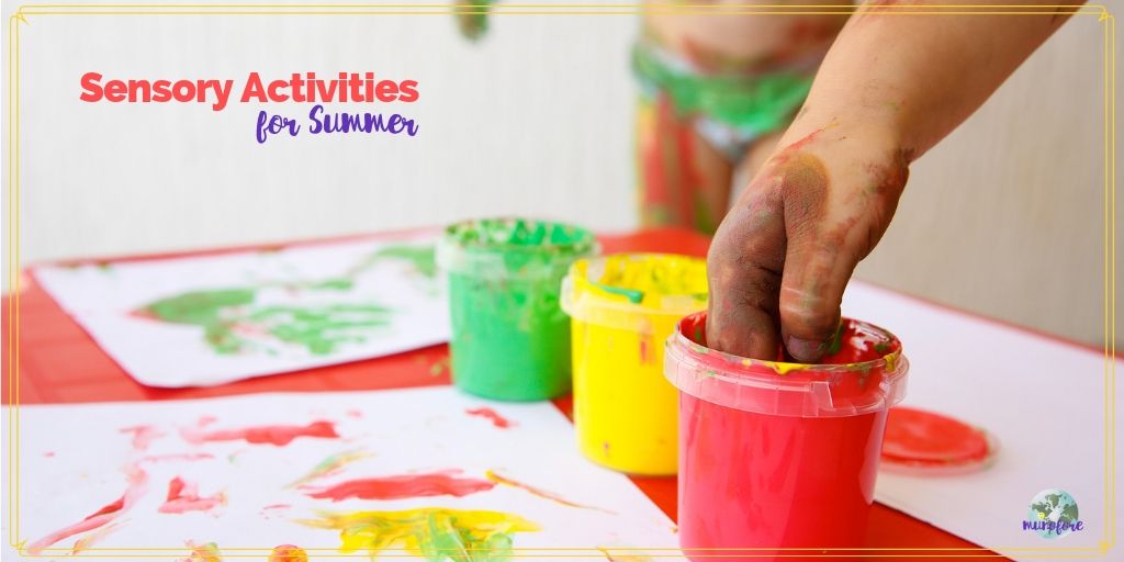 finger painting with text overlay "sensory activities for summer"