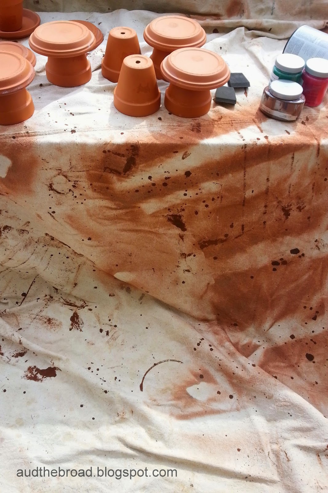 drop cloth and painting supplies