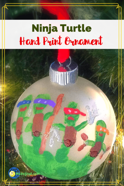 TMNT Hand print ornament on a tree