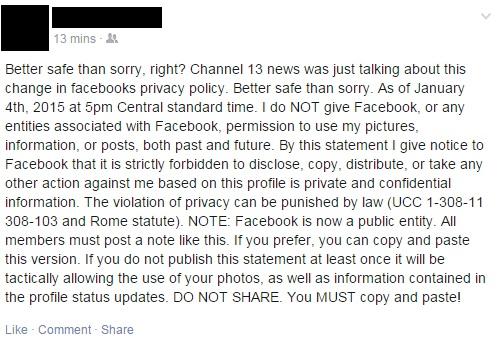 Facebook Privacy Hoax