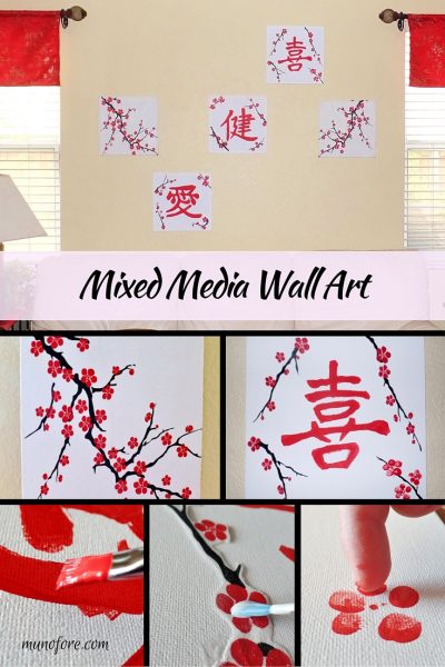 Mixed Media Wall Art - cheap and easy wall art with paint, fabric and markers.