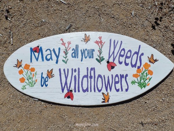 Fun Garden Sign - repurpose an old skim board into a whimsical garden sign. Garden Art. Upcycle. DIY.