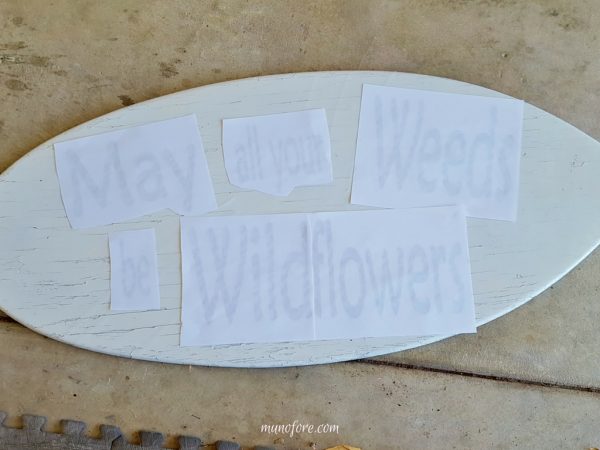 Fun Garden Sign - repurpose an old skim board into a whimsical garden sign. Garden Art. Upcycle. DIY.