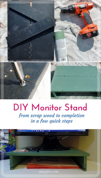 How I made a simple computer monitor stand from scrap wood to save my neck and some money. ergonomics, home office, upcycle, DIY
