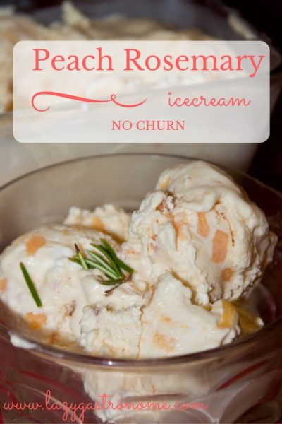 Peach Rosemary no churn ice cream from the Lazy Gastronome