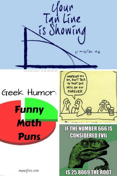 Math puns from @mymunofore - a collection of funny mathematics puns. humor, geek humor, jokes. geometry, algebra, calculus.