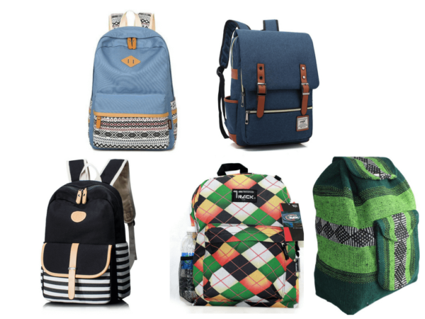 collage of backpacks