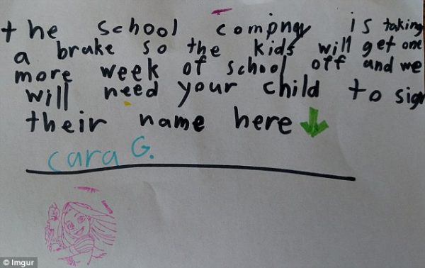 Nine Funny Letters Forged by Kids - parenting humor, teaching humor