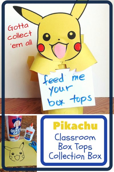 Pikachu Box Top Collection Box - This simple project turns a boring oatmeal container into a fun Pikachu ready to hold all of those box tops.