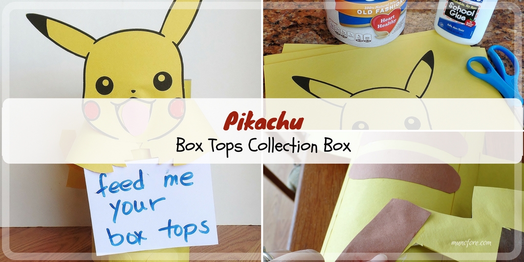 Pikachu Box Top Collection Box - This simple project turns a boring oatmeal container into a fun Pikachu ready to hold all of those box tops.