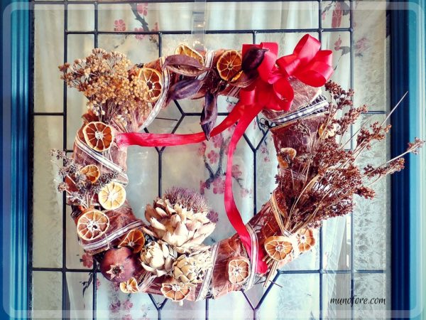 Autumn's Beauty Wreath: Using seed pods and dried flowers and fruit to create a fall door wreath. Autumn Door Wreath. California Native Plants.