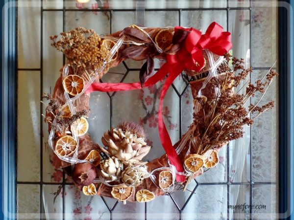 Autumn's Beauty Wreath: Using seed pods and dried flowers and fruit to create a fall door wreath. Autumn Door Wreath. California Native Plants.