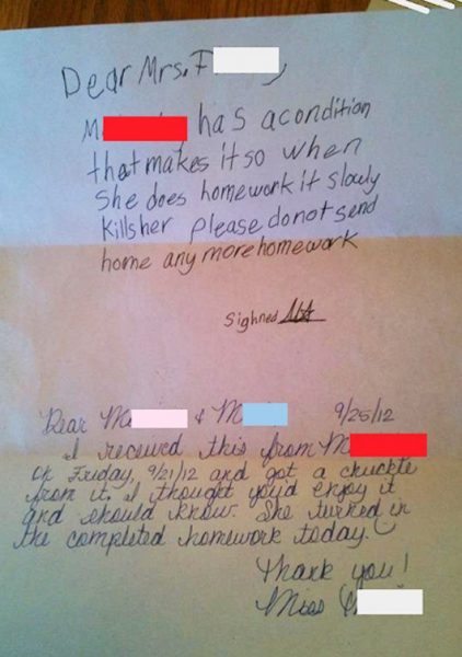 Nine Funny Letters Forged by Kids - parenting humor, teaching humor