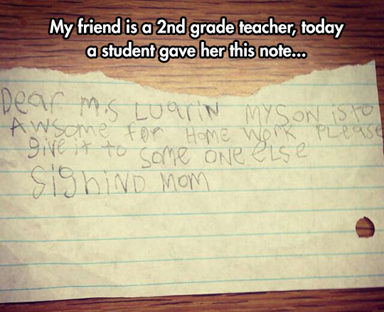 Nine Funny Letters Forged by Kids - parenting humor, teaching humor