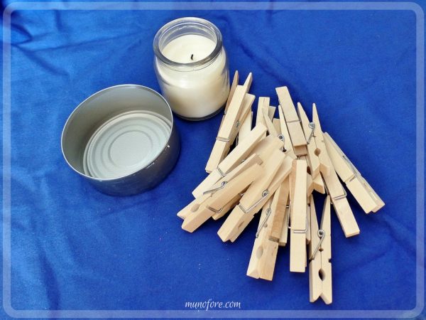 Easy Craft: Candle Holder for All Seasons: candle holder made with clothes pins that can be redecorated every season. kids craft