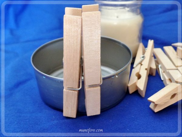 Easy Craft: Candle Holder for All Seasons: candle holder made with clothes pins that can be redecorated every season. kids craft