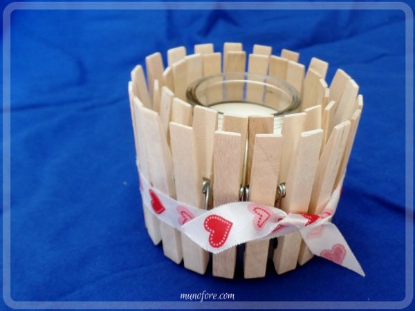 Easy Craft: Candle Holder for All Seasons: candle holder made with clothes pins that can be redecorated every season. kids craft