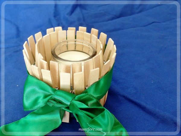 Easy Craft: Candle Holder for All Seasons: candle holder made with clothes pins that can be redecorated every season. kids craft