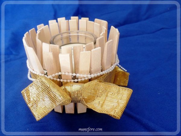 Easy Craft: Candle Holder for All Seasons: candle holder made with clothes pins that can be redecorated every season. kids craft