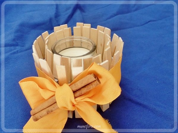 Easy Craft: Candle Holder for All Seasons: candle holder made with clothes pins that can be redecorated every season. kids craft