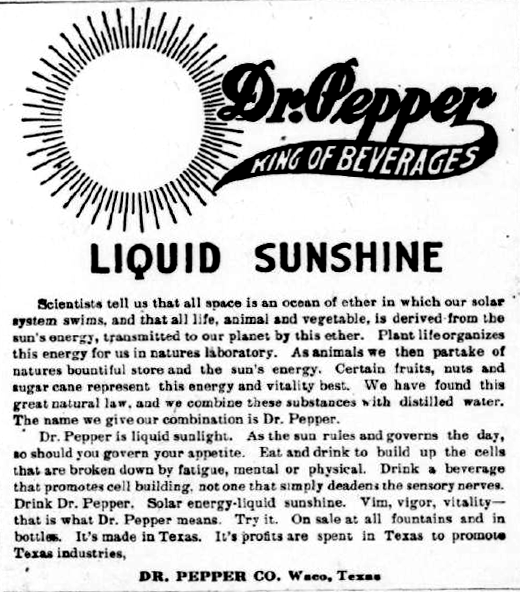 Vintage print health ads with audacious medical claims: Dr. Pepper, 7-UP, Le-Mar Reducing Soap, Blatz Beer, Lucky Strike and more.