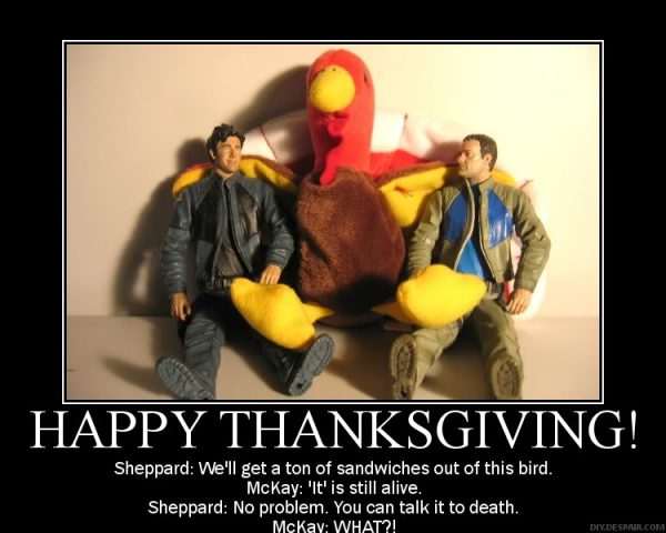 Sci Fi Thanksgiving Memes: funny Thanksgiving themed memes from Star Wars, Star Trek, Dr. Who, Matrix and Stargate.