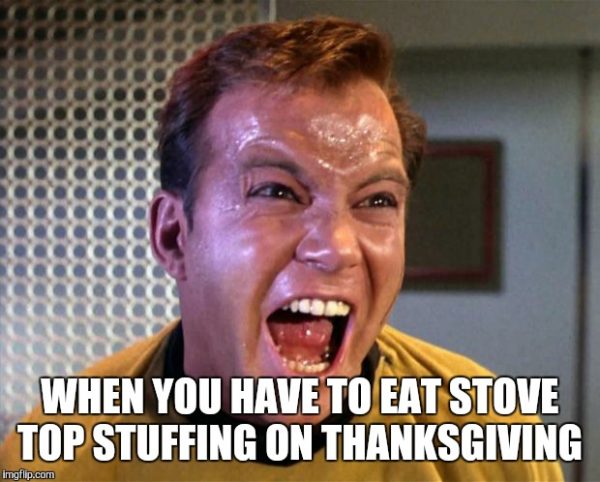 Sci Fi Thanksgiving Memes: funny Thanksgiving themed memes from Star Wars, Star Trek, Dr. Who, Matrix and Stargate.