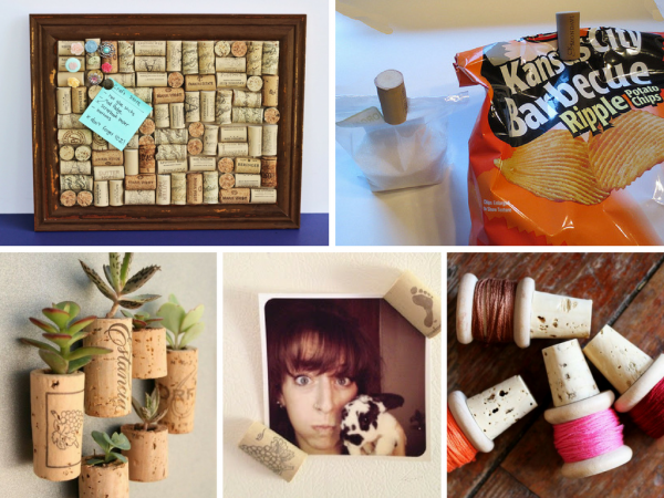 20 Creative and Useful Cork Crafts for Your Kitchen including magnets, coasters, backsplash, baseboards and a chandelier. 