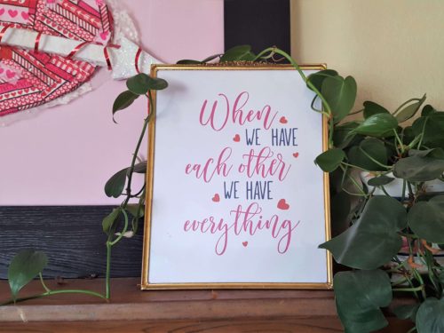 valentine's day printable on mantle