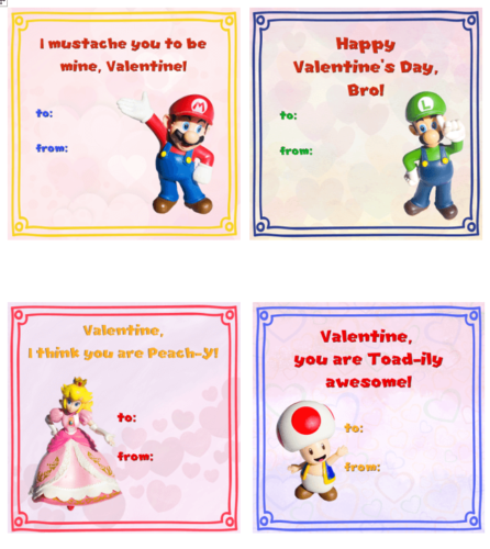 printable mario valentines