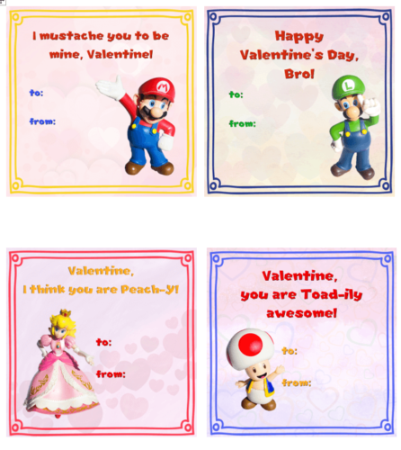 Free Printable Super Mario Valentine Cards Printable Templates
