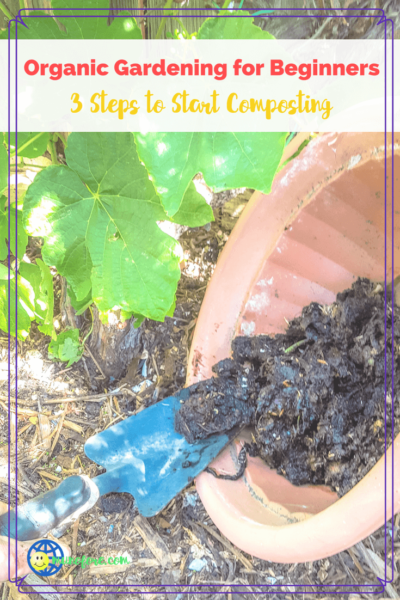 Trowel applying compost to a grape vine. 