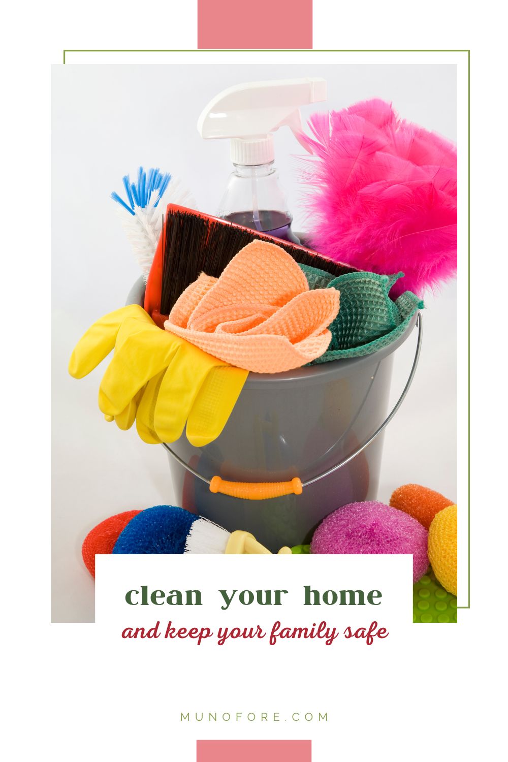 bucket full of cleaning supplies