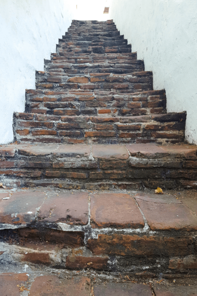 mission san diego stairs to bell tower