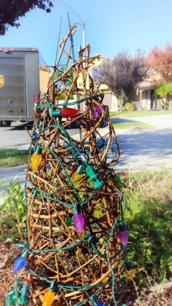 grapevine tomato cage tree with lights