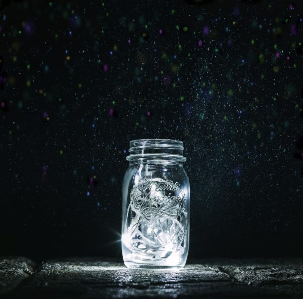 mason jar with string lights