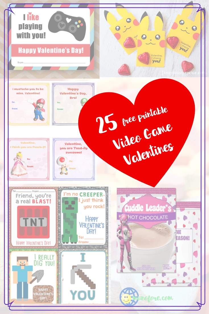 25 Free Printable Video Game Themed Valentines - Munofore