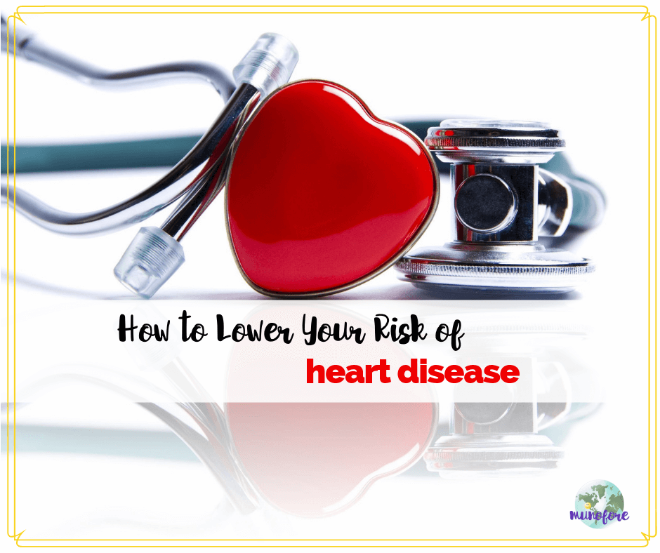 stethoscope and red heart with text overlay "How to Lower Your Risk of Heart Disease