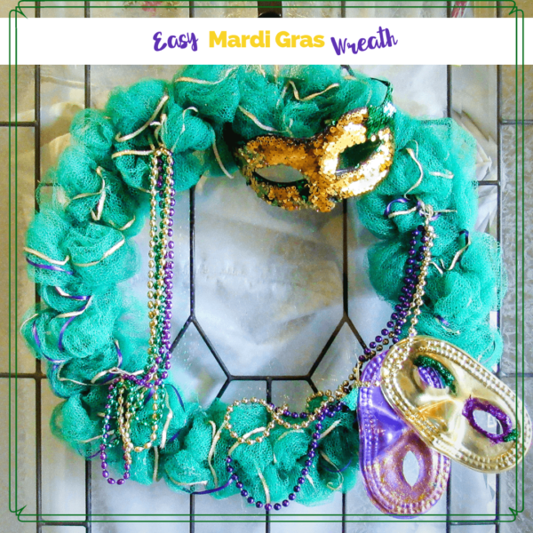 mardi gras wreath on a door