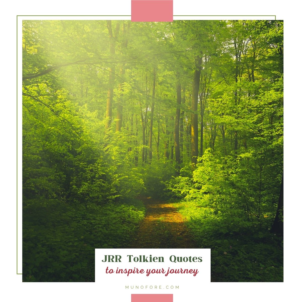forest path with text JRR Tolkien quotes to inspire your journey