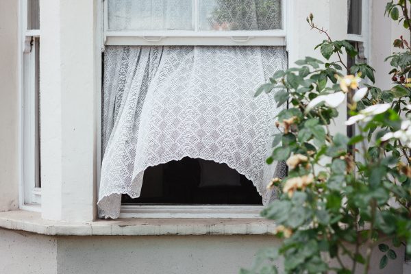open window with curtains