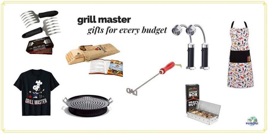 collage of barbecue tools and accessories with text overlay "Grill Master gifts for every budget"