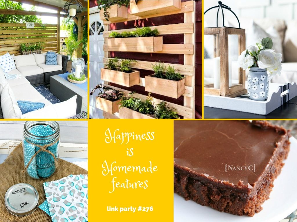 collage of features for Happiness is Homemade Link Party