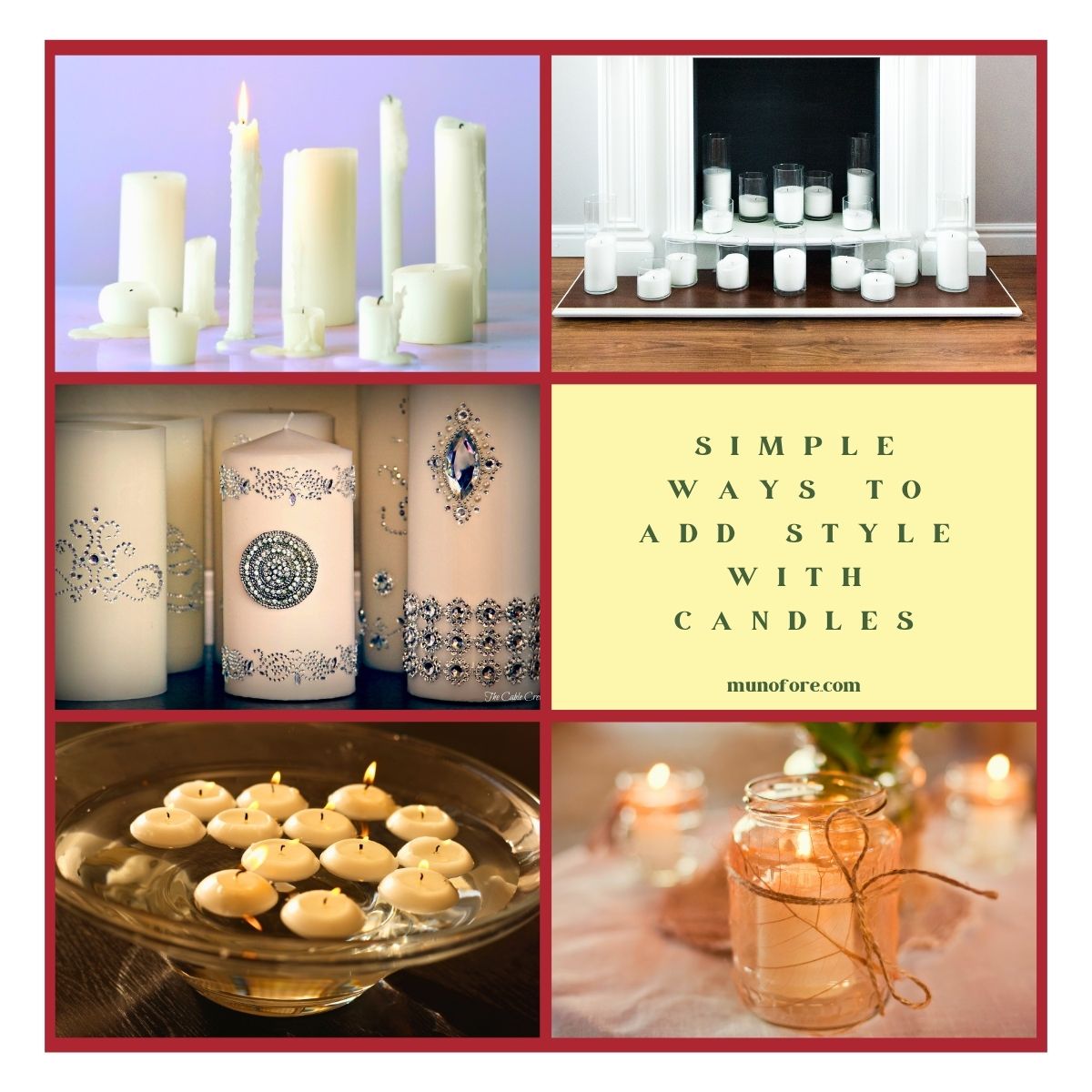 collage of candles on display
