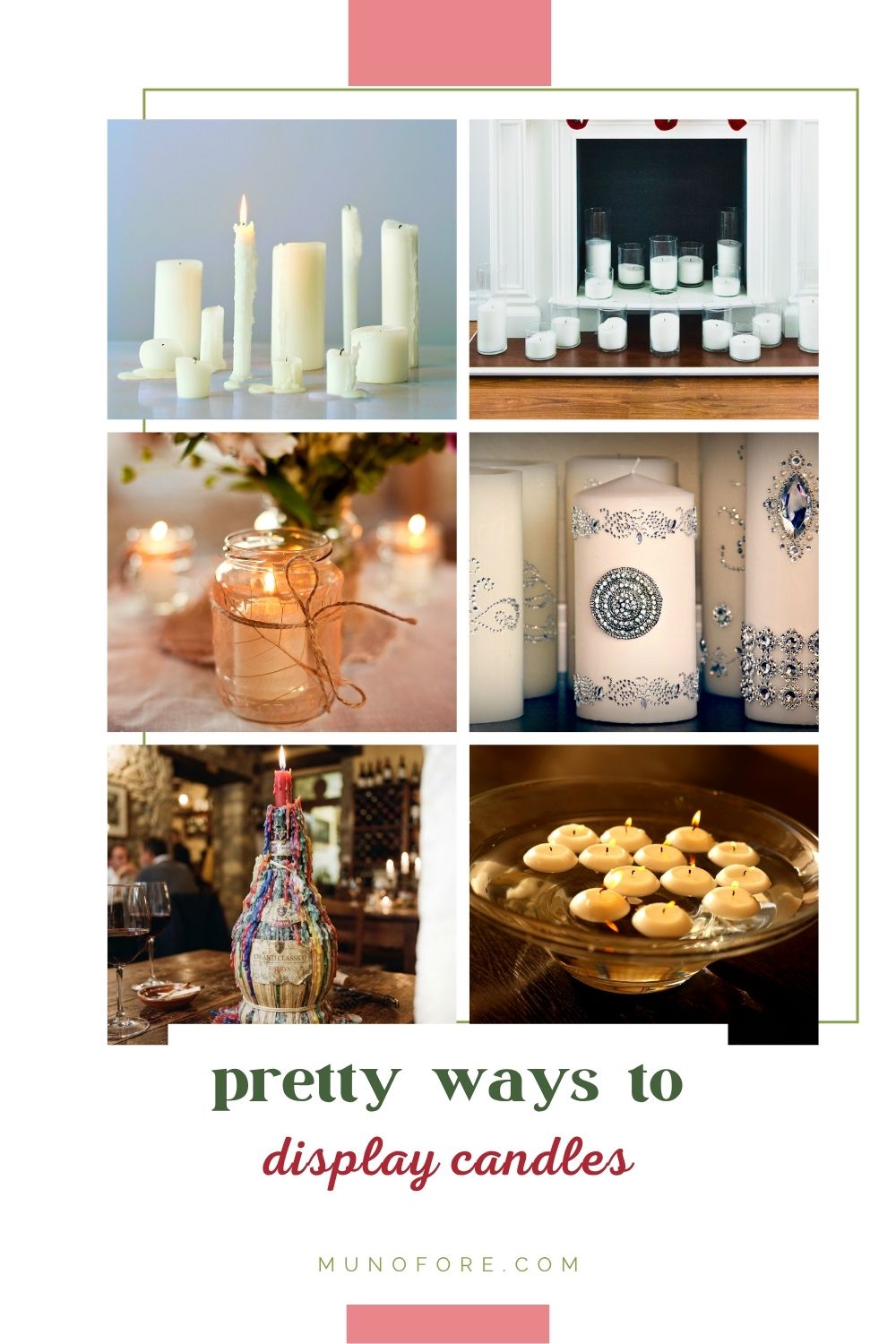 collage of candles on display