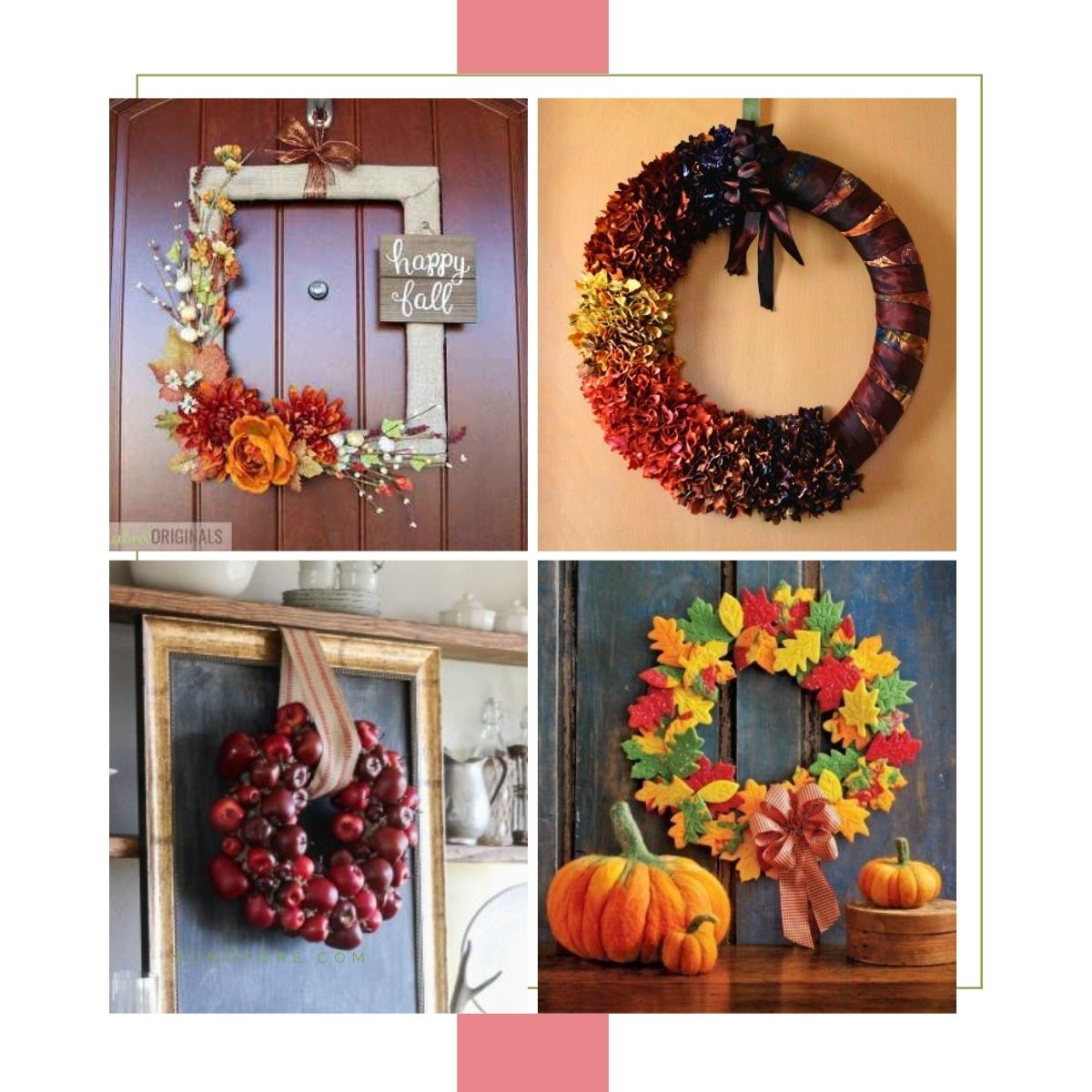 collage of fall wreaths