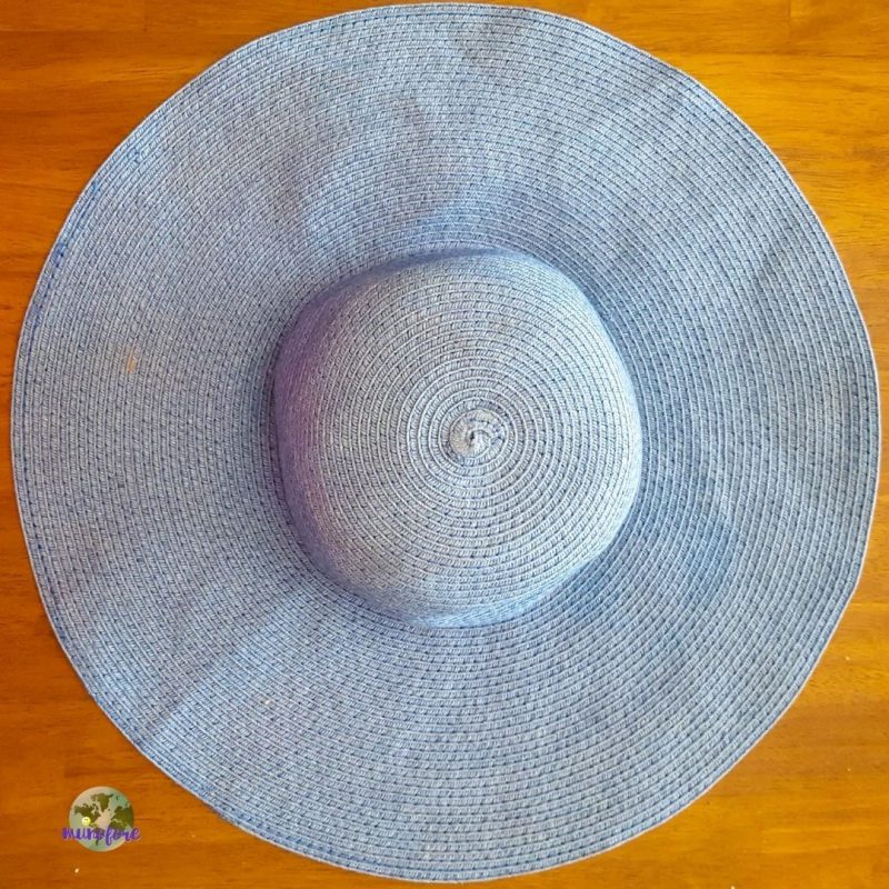top down view of blue sun hat