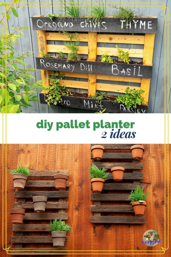 collage of pallet planters with text "DIY pallet planters: 2 ideas"