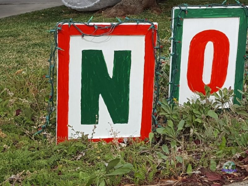 close up of noel sign